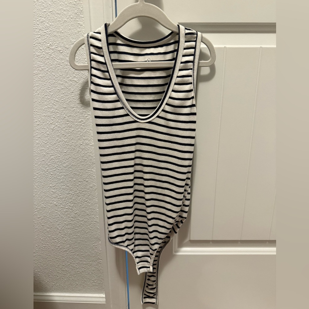 Striped Black and White body suit